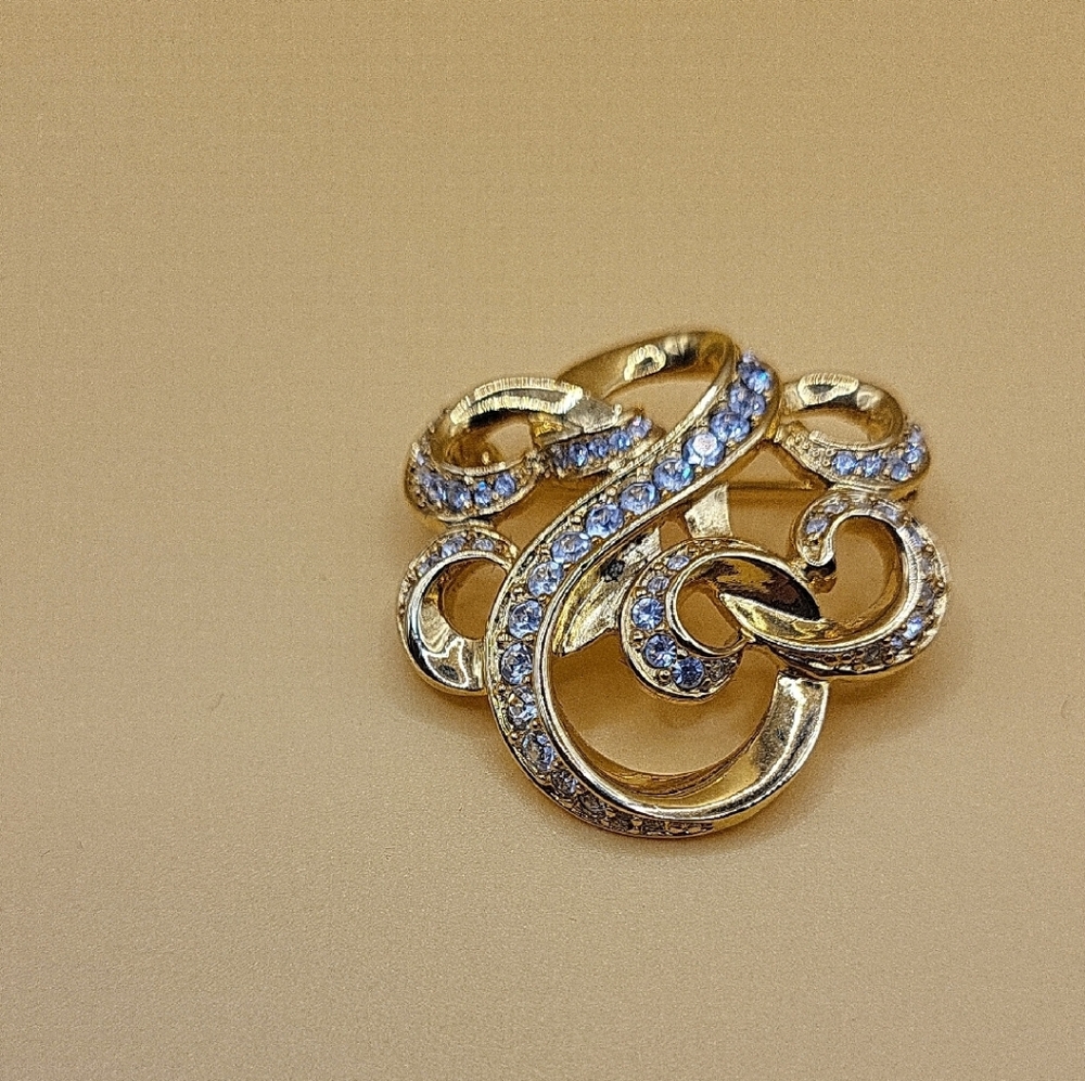 Anne Klein Gold and Silver Swirl Brooch